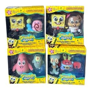 Flocked SpongeBob Squarepants Figures Nickelodeon Full Set of 4